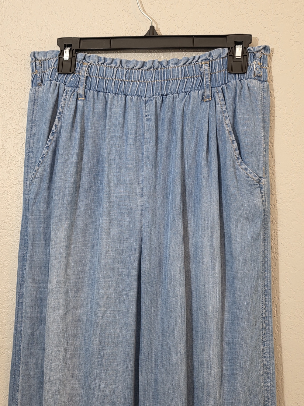 Knox Rose Light Blue Wide-Leg Chambray Jeans Womens Large High Rise - Picture 2 of 7